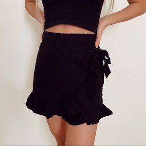 black ruffle mini skirt/skort